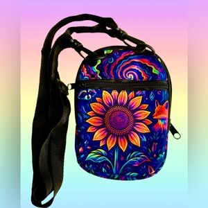 Colorful sunflower Handmade & Designed double Sided crossbody bag.